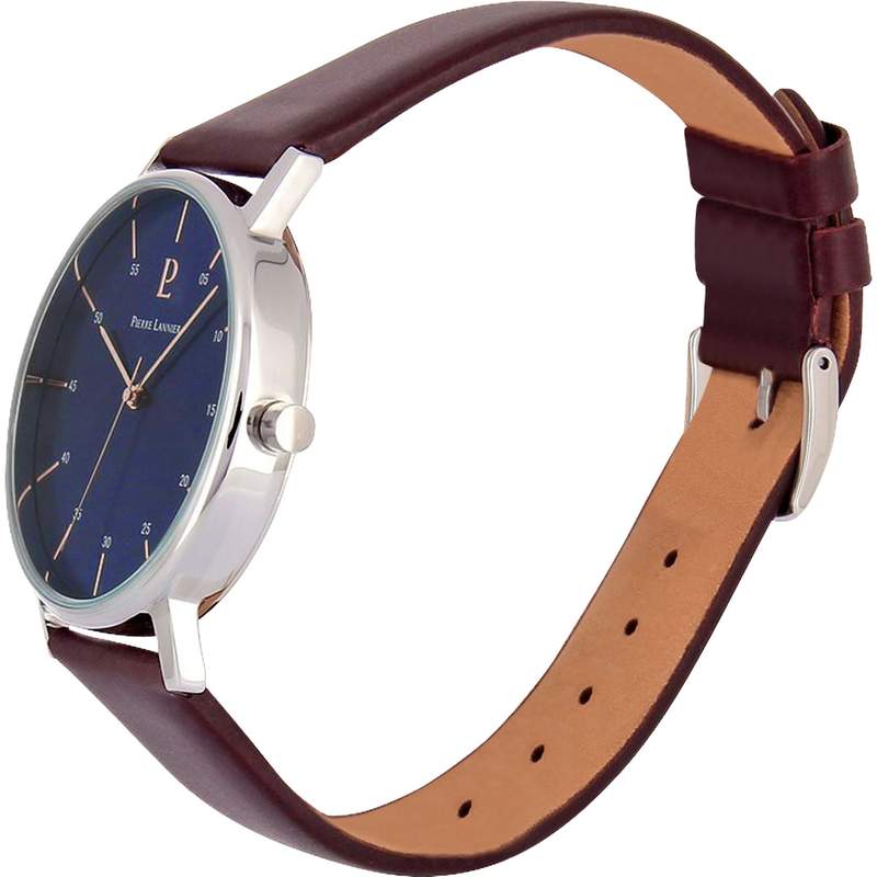 Montre Pierre Lannier homme acier cuir marron - vue 3