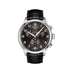 Montre Tissot homme chronographe acier cuir noir - vue 1