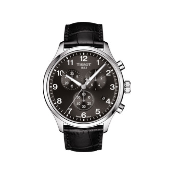 Montre Tissot homme chronographe acier cuir noir