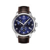 Montre TISSOT CHRONO XL CLASSIC homme cadran bleu bracelet cuir marron boitier acier - vue V1
