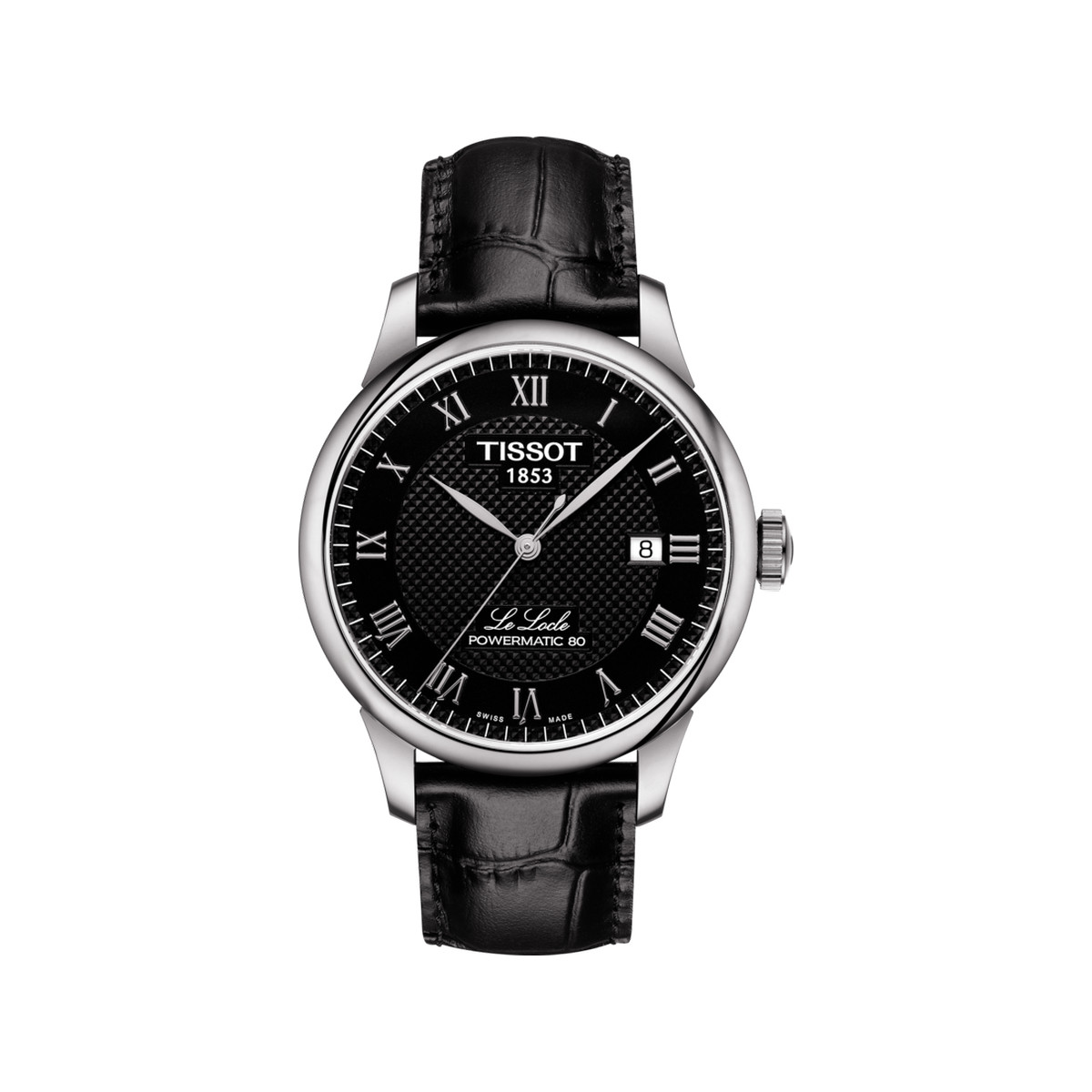 Montre TISSOT T-CLASSIC LE LOCLE POWERMATIC 80 homme automatique cadran noir bracelet cuir noir