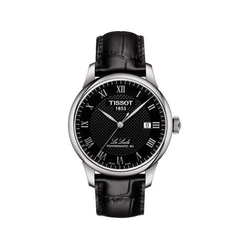 Montre TISSOT T-CLASSIC LE LOCLE POWERMATIC 80 homme automatique cadran noir bracelet cuir noir
