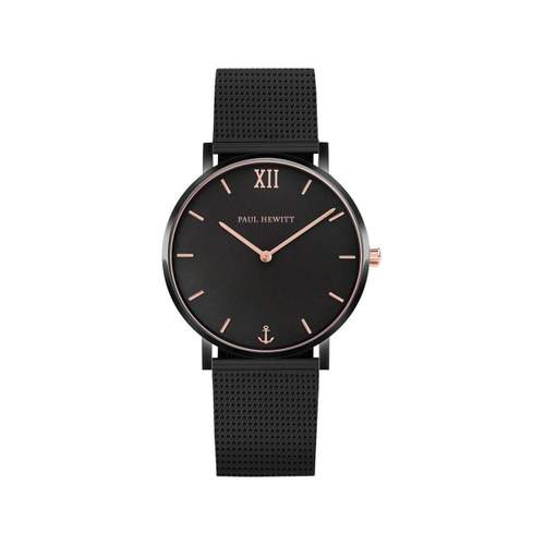 Montre Paul Hewitt mixte acier noir milanais