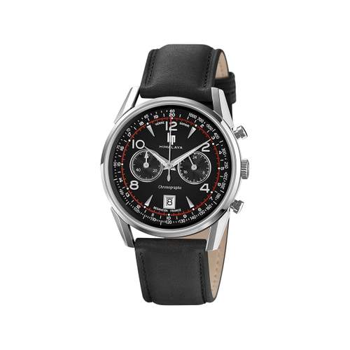 Montre Lip homme chronographe acier cuir noir