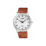 Montre Citizen homme acier cuir marron - vue 1