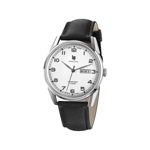 Lip mixed automatisch stalen zwart lederen horloge