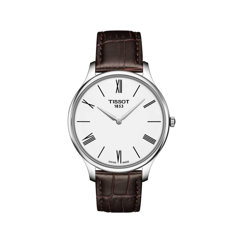 Montre Tissot homme acier cuir marron - vue 1