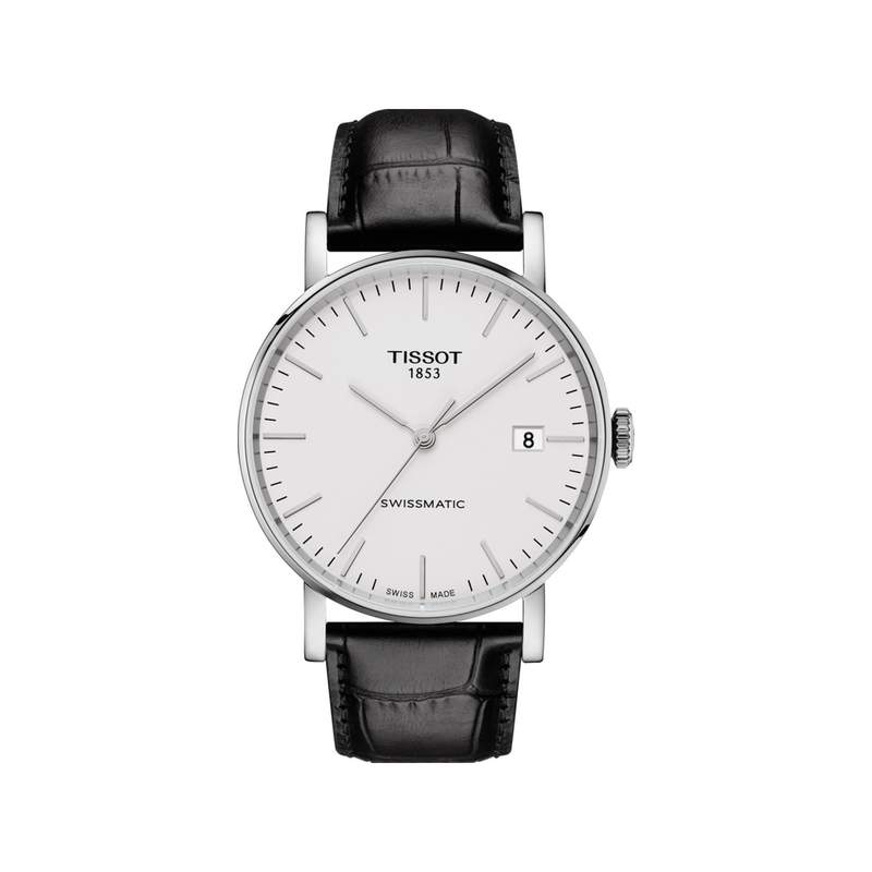 Montre Tissot homme automatique acier cuir noir - vue 1