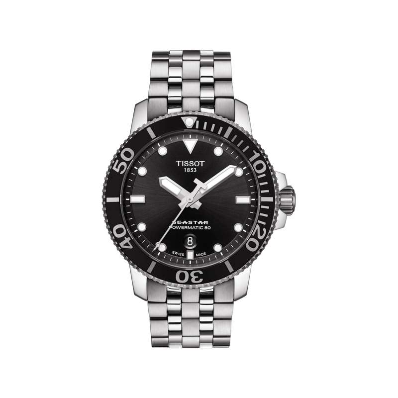 Montre TISSOT T-SPORT SEASTAR 1000 homme automatique cadran noir bracelet acier inoxydable - vue 1