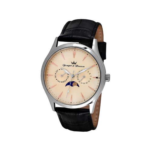Montre Yonger et Bresson homme acier cuir noir