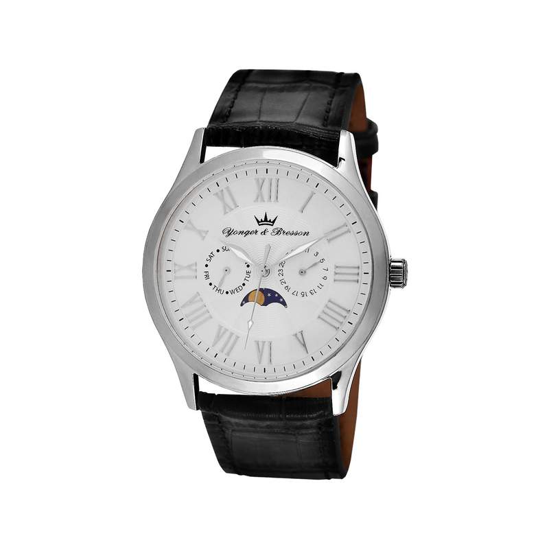 Montre Yonger et Bresson homme acier cuir noir - vue 1