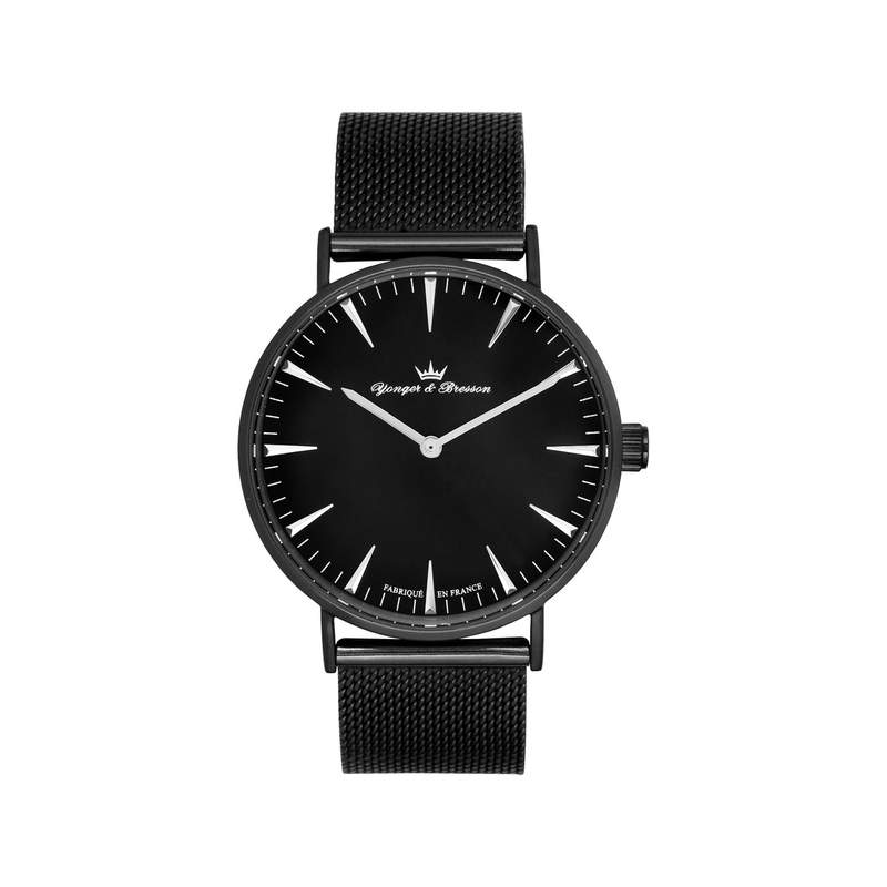 Montre Yonger et Bresson homme acier noir milanais - vue 1