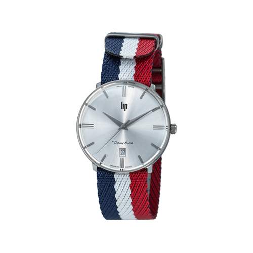 Lip men's watch steel nylon blue white red