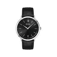 Montre Boss homme acier cuir noir