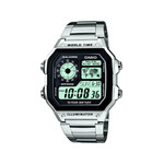 Montre Casio chrono homme acier et résine noire - vue 1