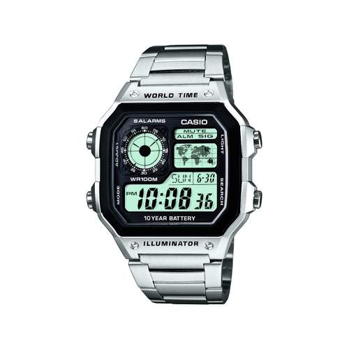 Casio chronograafhorloge voor heren van staal en zwart kunststof