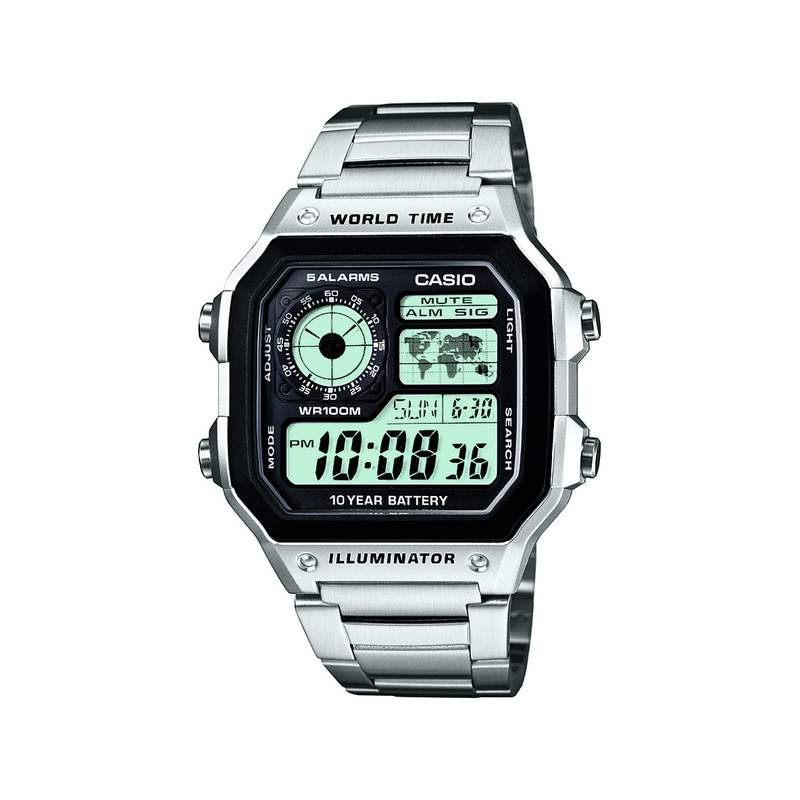 Montre Casio chrono homme acier et résine noire - vue 1