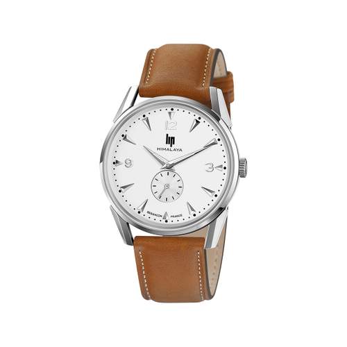 Lip men's brown leather steel watch