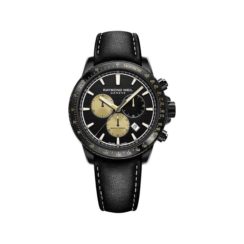 Montre Raymond Weil homme chronographe acier cuir - vue 1