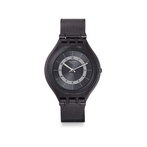 Swatch Skinknight watch mixed plastic steel black