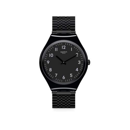 Montre Swatch Skincoal mixte acier noir milanais