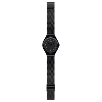 Swatch Skincoal gemengd staal zwart Milanees horloge