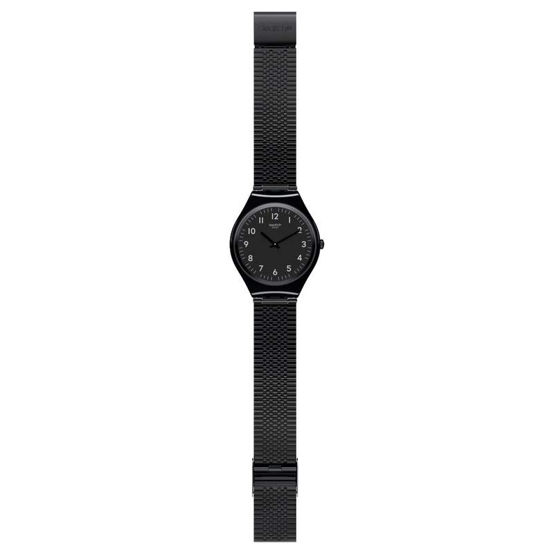 Montre Swatch Skincoal mixte acier noir milanais - vue D1