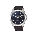 Montre Citizen homme acier cuir marron - vue 1