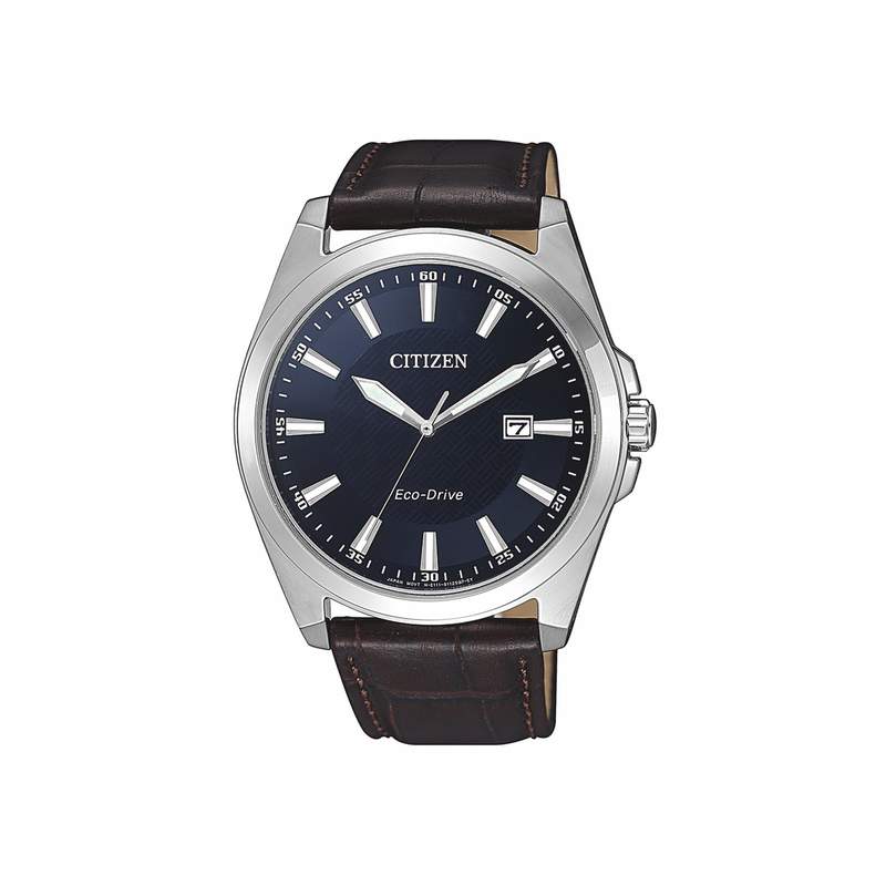 Montre Citizen homme acier cuir marron - vue 1