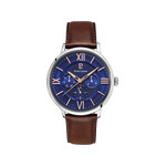 Montre Pierre Lannier homme acier cuir brun - vue 1