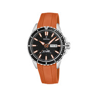 Montre Festina homme acier silicone orange