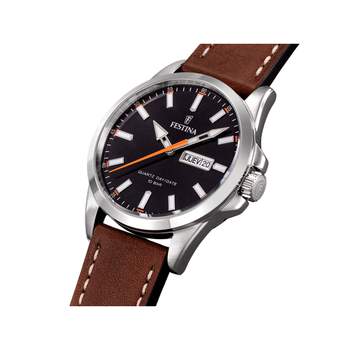 Montre Festina homme acier cuir marron