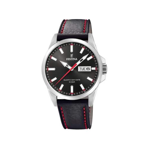 Montre Festina homme acier cuir noir