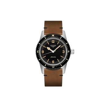 Longines-herenhorloge met bruin leren band