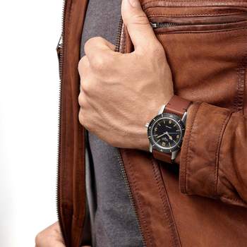 Longines-herenhorloge met bruin leren band