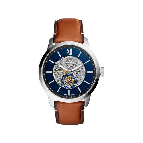 Montre Fossil homme automatique acier cuir marron