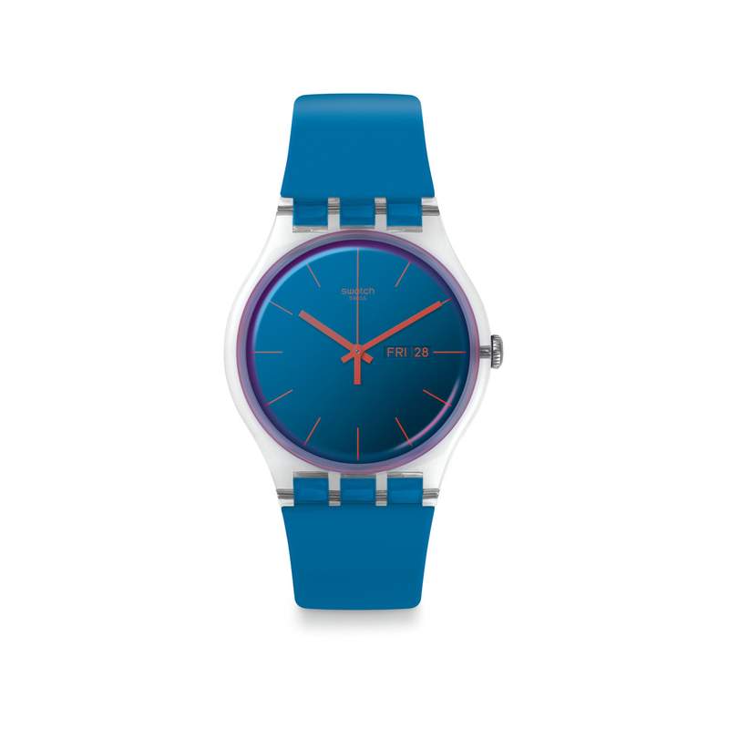 Montre Swatch New Gent biosourced Polablue matériaux biosourcés bleus - vue 1