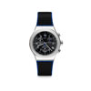 Montre Swatch New Irony Chrono Blue grid homme acier bracelet caoutchouc bleu - vue V1