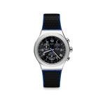 Montre Swatch New Irony Chrono Blue grid homme acier bracelet caoutchouc bleu - vue 1