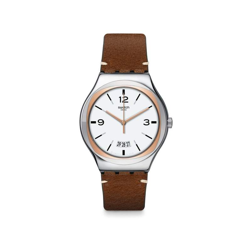 Montre Swatch Irony homme acier cuir - vue 1