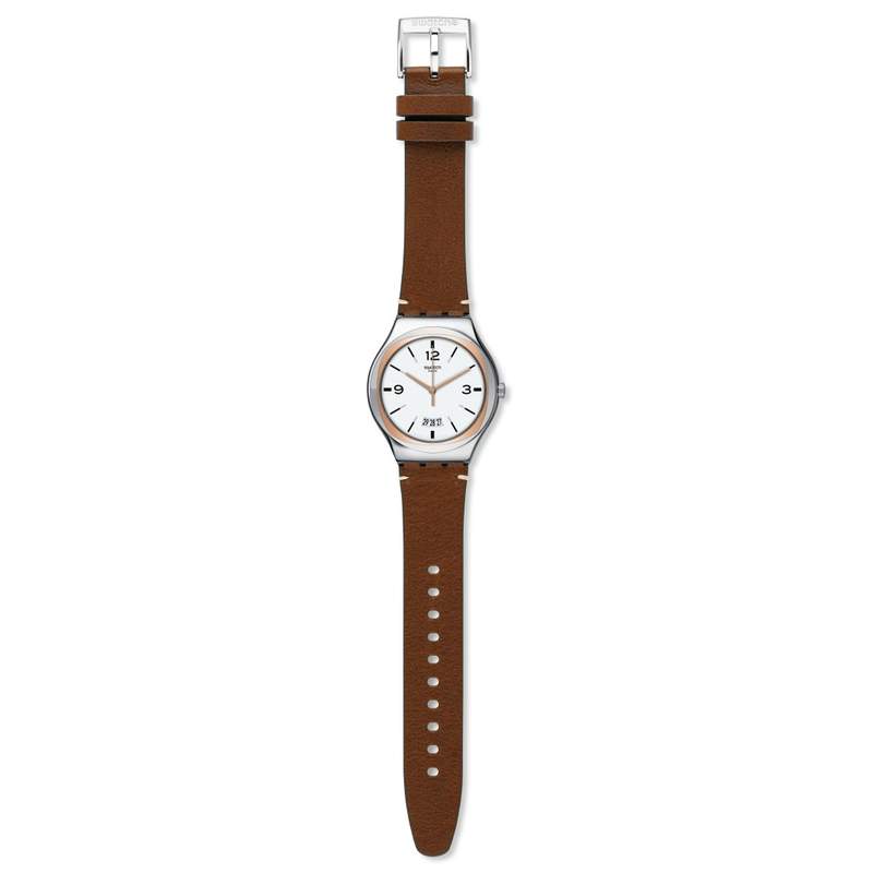 Montre Swatch Irony homme acier cuir - vue D1