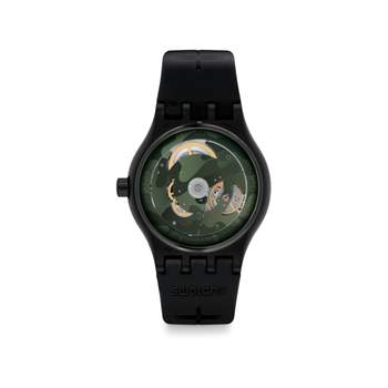 Swatch Irony herenhorloge zwart siliconen kunststof