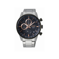 Montre Seiko homme sport fond noir acier