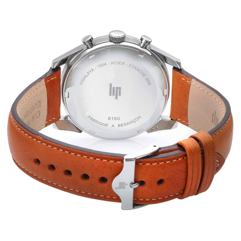 Lip men's chronograph steel watch brown leather - view 3