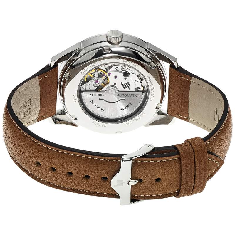 Montre Lip homme automatique acier cuir marron - vue 3