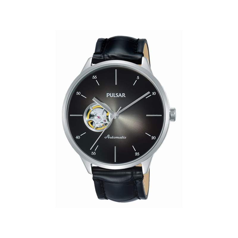 Montre Pulsar homme automatique acier cuir noir - vue 1