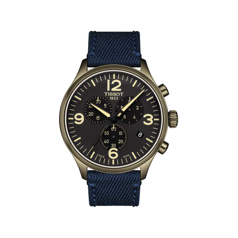Montre Tissot homme chronographe acier Nato bleu - vue 1