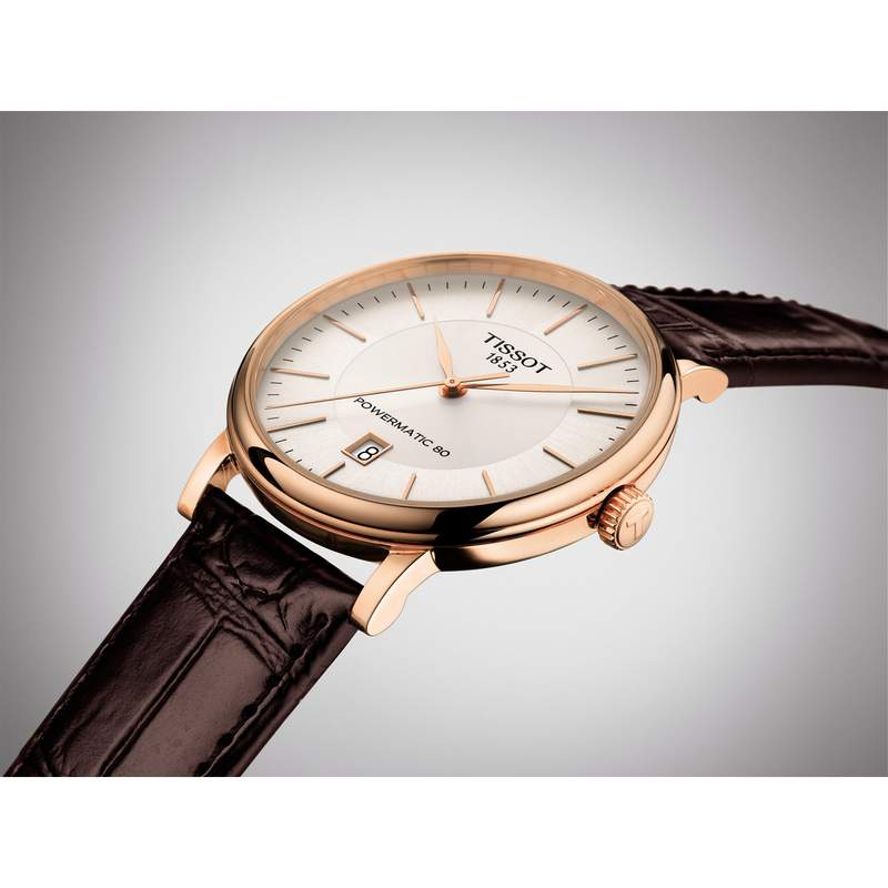 Montre Tissot homme automatique acier cuir marron - vue 2