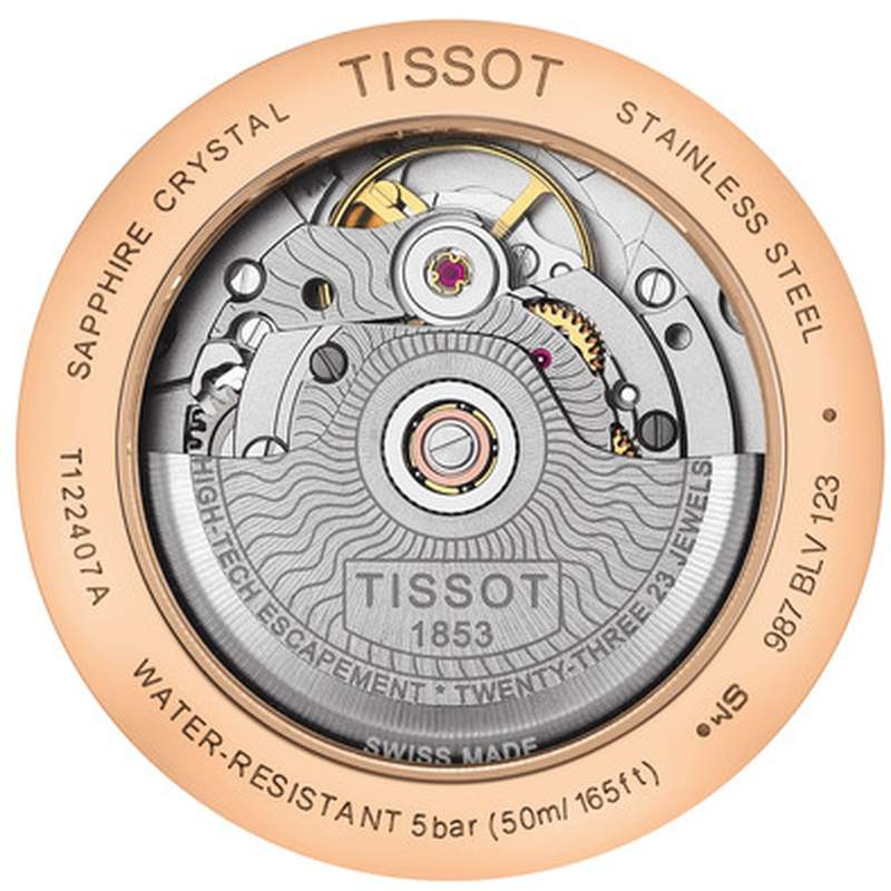 Montre Tissot homme automatique acier cuir marron - vue 3