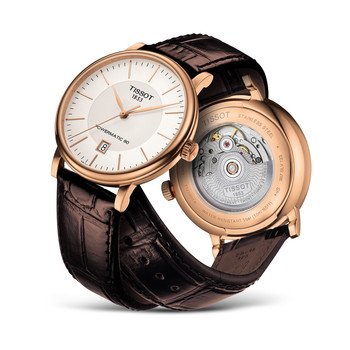 Montre Tissot homme automatique acier cuir marron